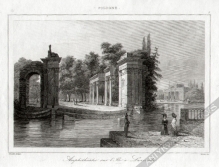 [rycina, Warszawa, 1840] Amphitheatre sur l'ile a Lazienki [Teatr na wyspie]