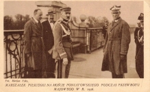[pocztówka, 1926] Marszałek Piłsudski na moście Poniatowskiego podczas przewrotu majowego w r. 1926. [oraz generał Orlicz-Dreszer]
