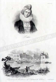 [rycina, 1835-36] Esther.Enivrons de Krakovie Le Chateau de Lobsow. [Esterka, okolice Krakowa, zamek Łobzów]