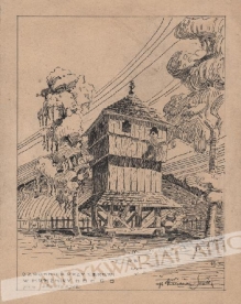 [rysunek, lata 30-te] Dzwonnica przy cerkwi w Mraźnicy. Pow. Drohobycz