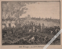 [rycina, ok. 1835] Praga den, 25ten Februar [widok na Warszawę z Pragi w czasie bitwy o Olszynkę Grochowską 25.II.1831]