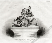 [rycina, ok. 1837] Statue equestre de Jean Sobieski. Sur le Pont de Lazienki a Warsovie [Pomnik Jana Sobieskiego w Łazienkach]