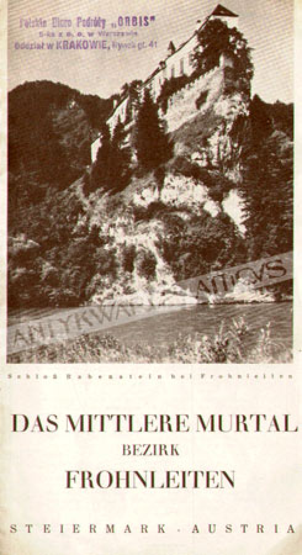 [folder reklamowy, lata 1930] Das Mittlere Murtal Bezirk Frohnleiten. Steiermark - Austria