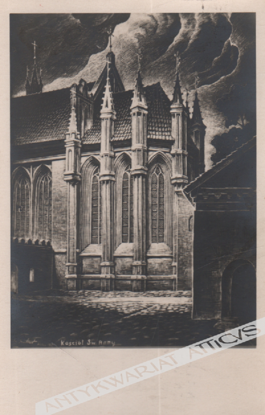 [fotografia na papierze pocztówkowym, ok. 1937] Wilno. Kościół Św. Anny