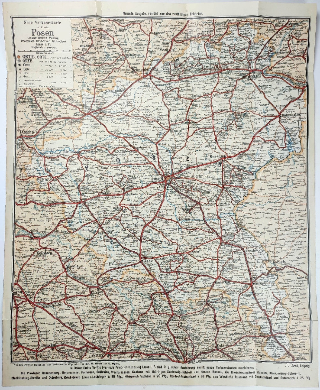 [mapa, przed 1918] Neue Verkehrskarte der Provinz Posen [Prowincja Poznańska]