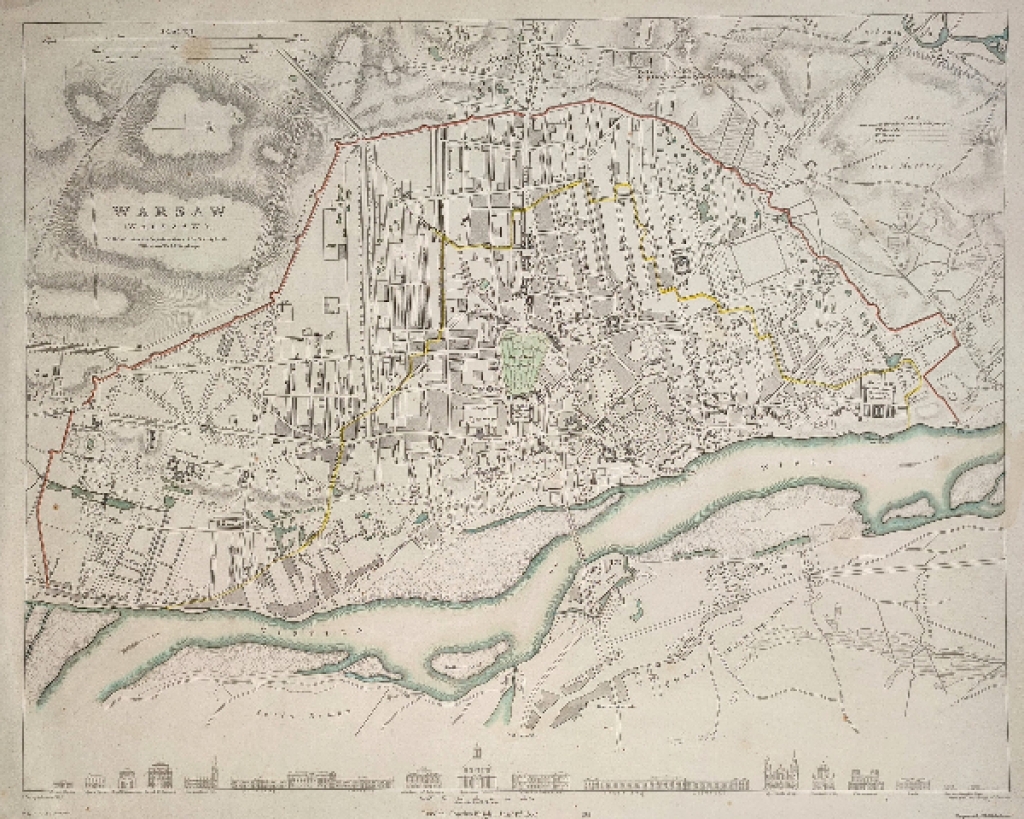 [plan Warszawy, 1852] Warsaw (Warszawa). Published under the superintendence of the Society for the Diffusion of Useful Knowledge [SDUK]
