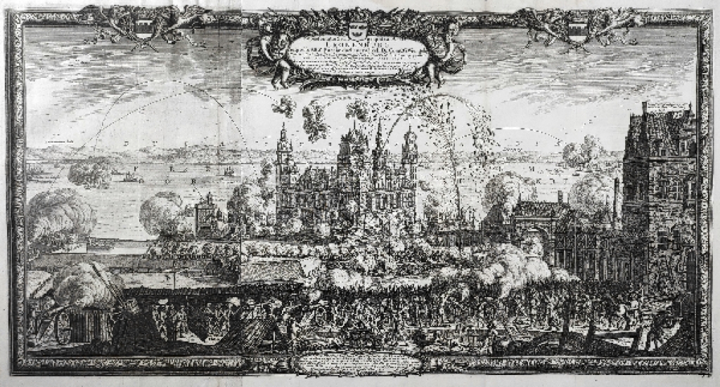 [rycina, 1696 r.] Cronenburg [Oblężenie zamku Kronborg]